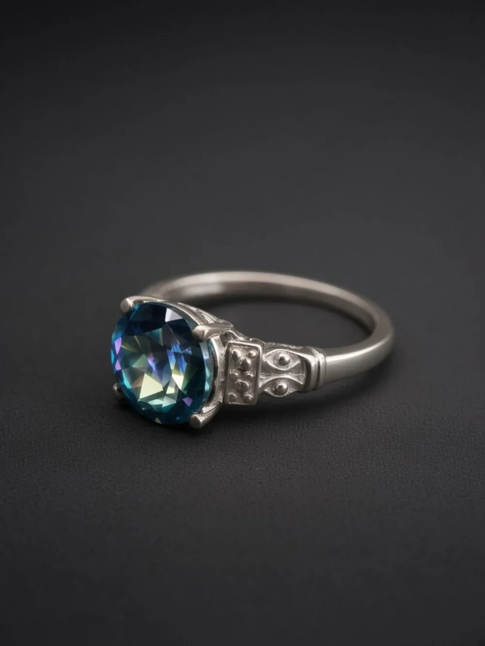 STS 925 Sterling Silver Blue Mystic Topaz Style Solitaire Ring Small Size